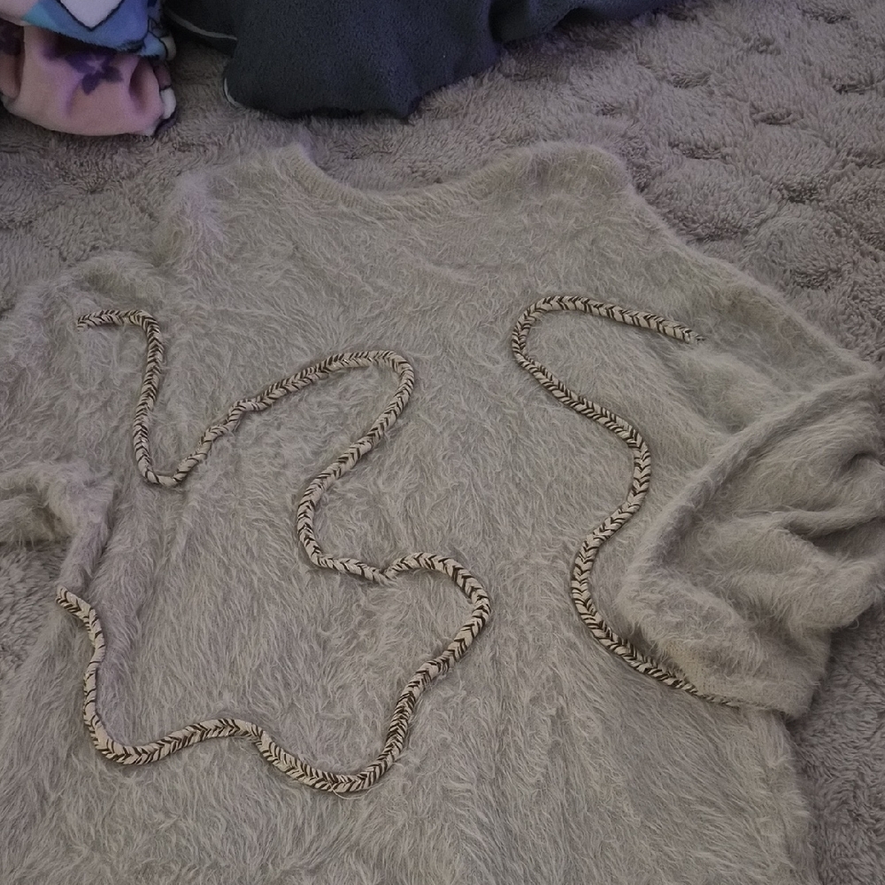 Zara Cream Fuzzy Crew Neck Sweater